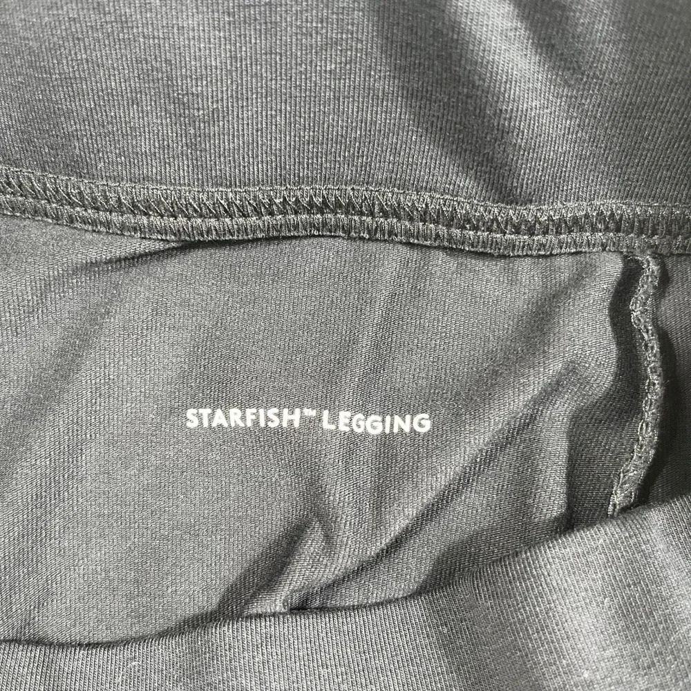 Lands' End Starfish Leggings Women S/T 6-8 Black Cotton Blend Mid Rise